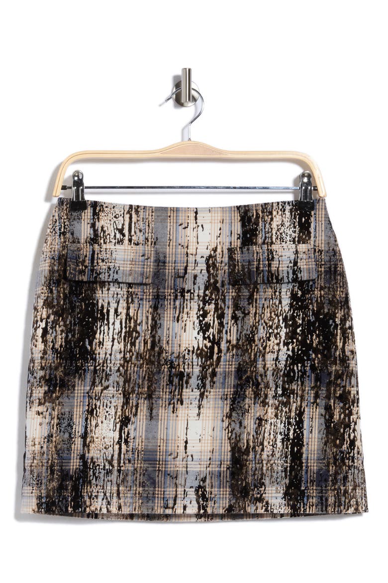 Plaid Flocked Miniskirt, Main, color, TRAVERTINE MULTI