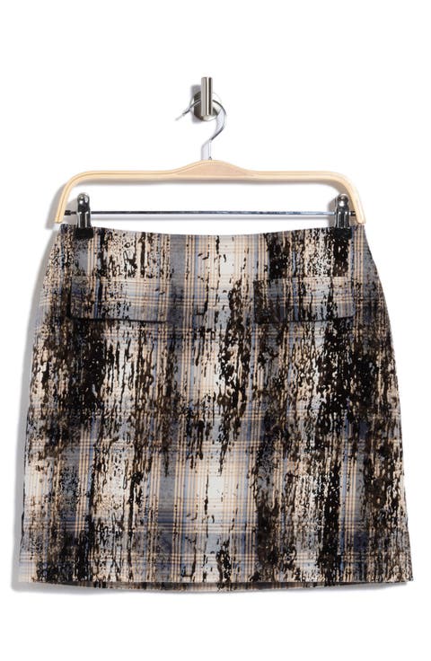 Plaid Flocked Miniskirt