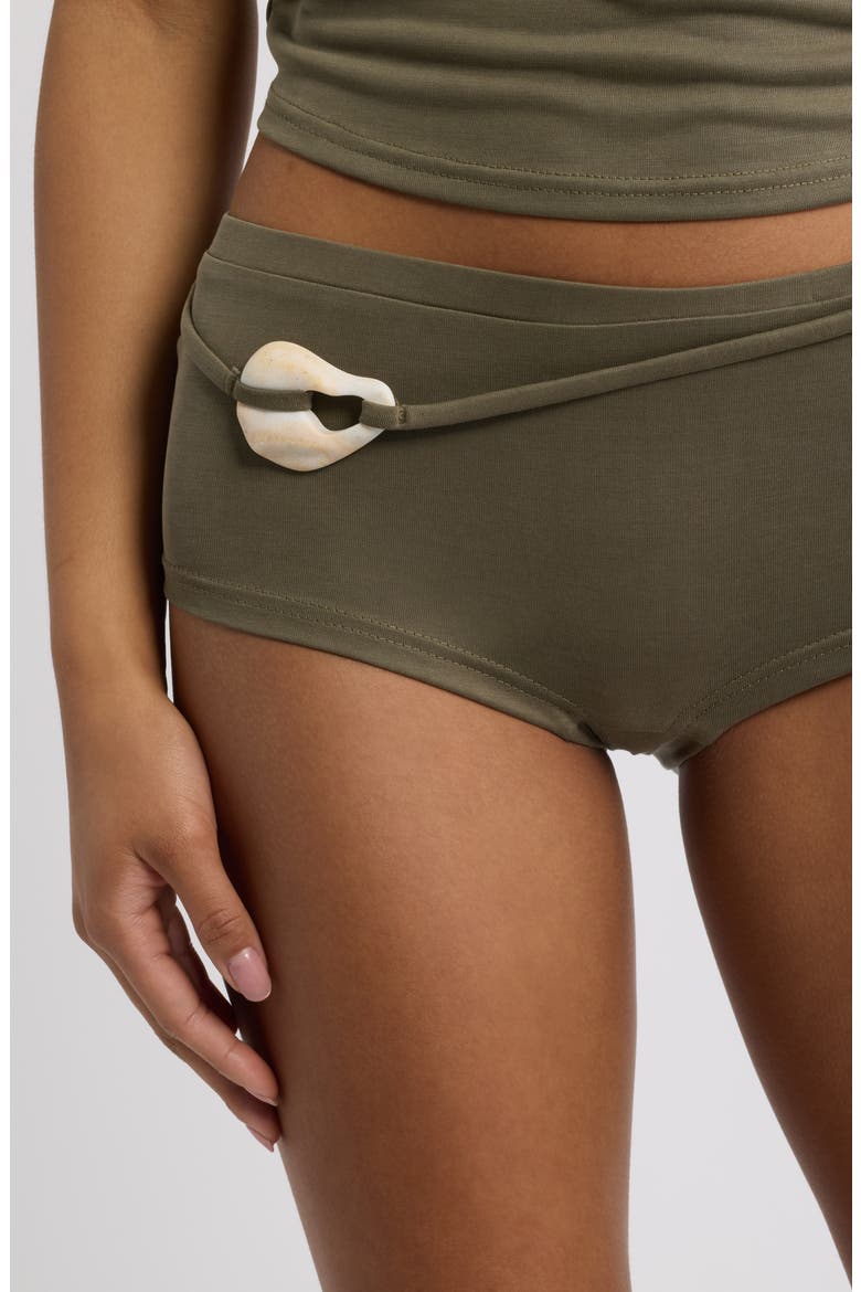 Kireza Twist Mini Shorts, Alternate, color, KHAKI