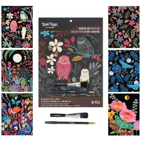 Scratch Art Paper Pad Owl & Moon 6 Designs