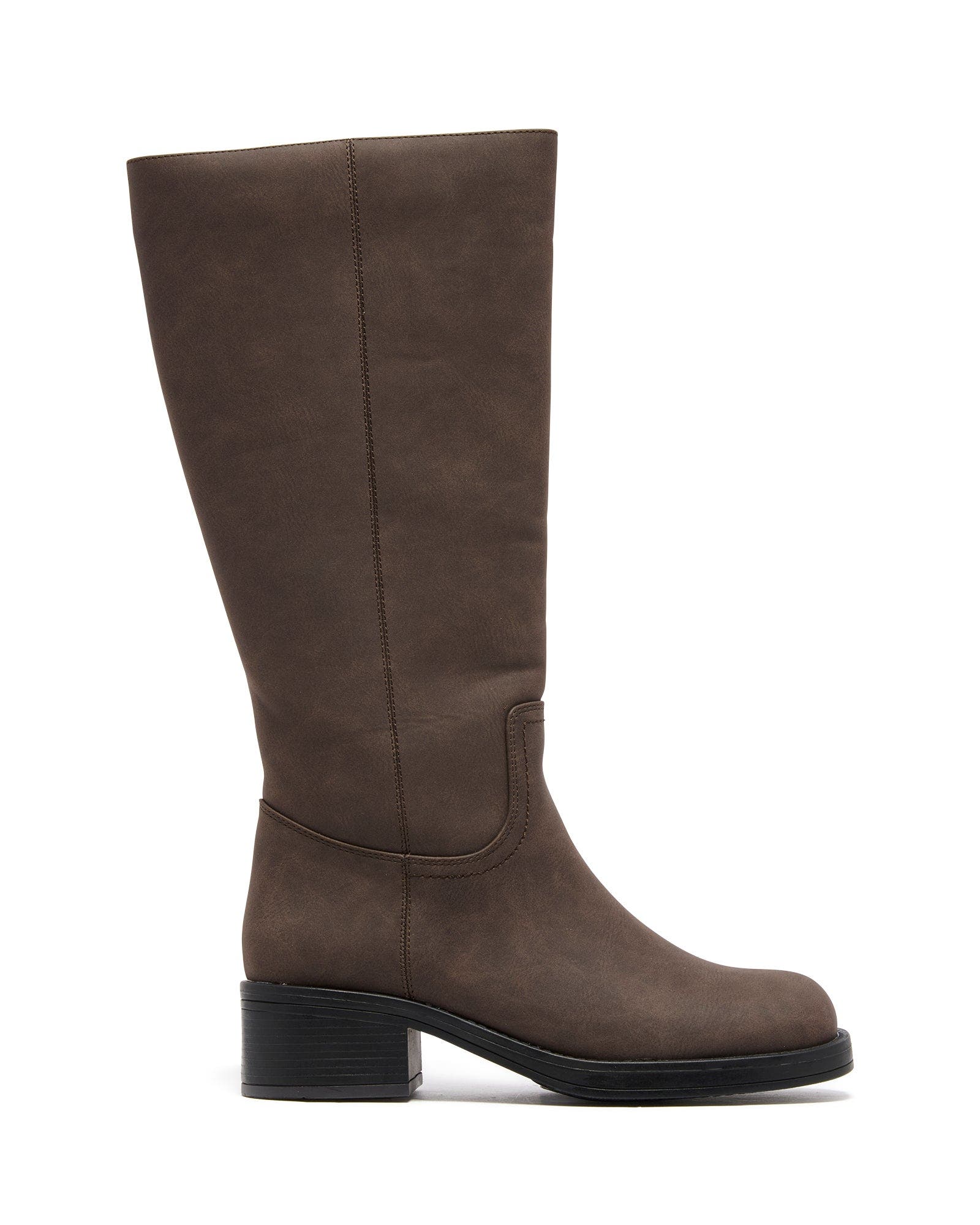 Fever Square Toe Tall Boot, Alternate, color, Chocolate Pu