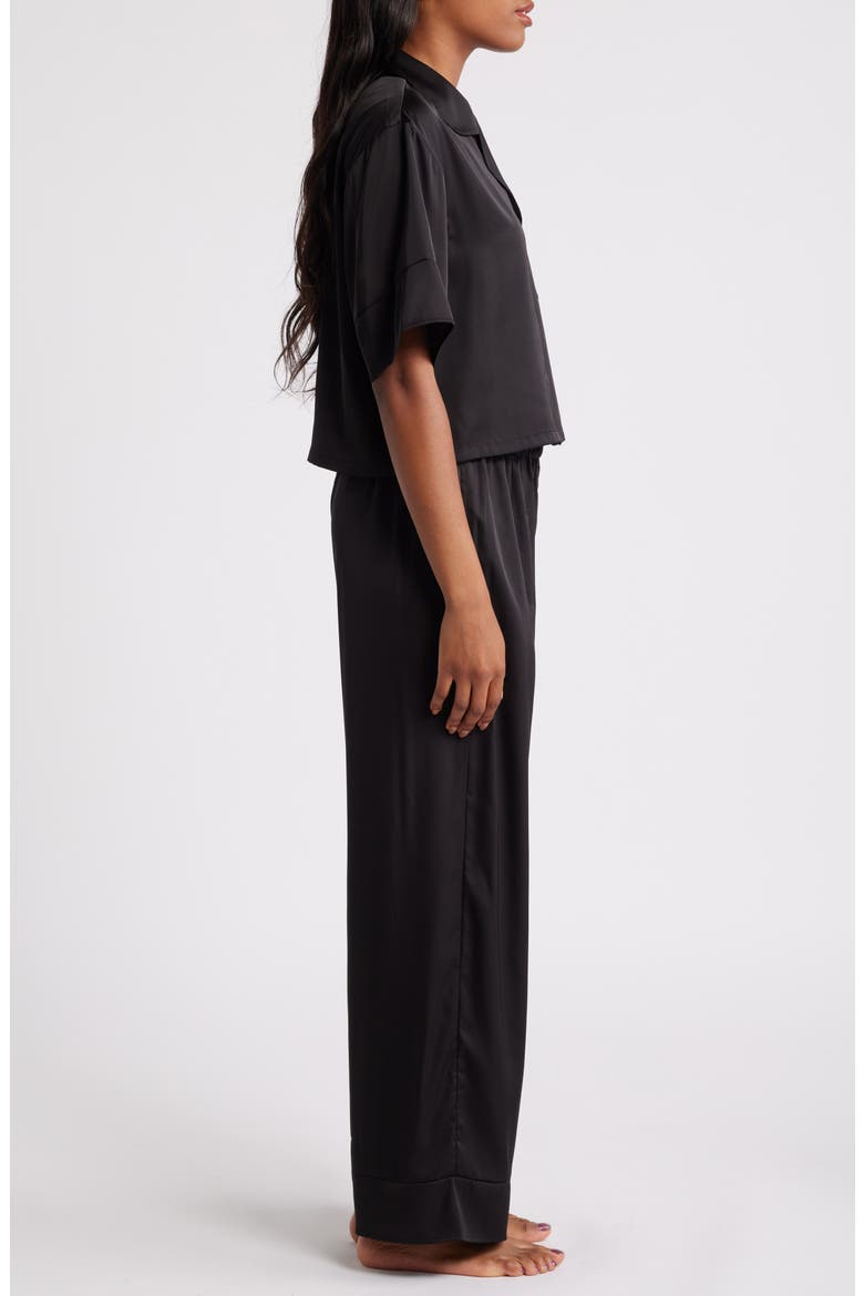 Boxy Everyday Satin Pajamas, Alternate, color, BLACK