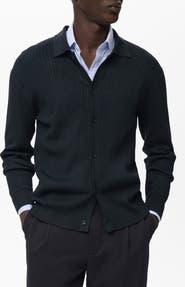 MANGO Ribbed Full Button Cardigan