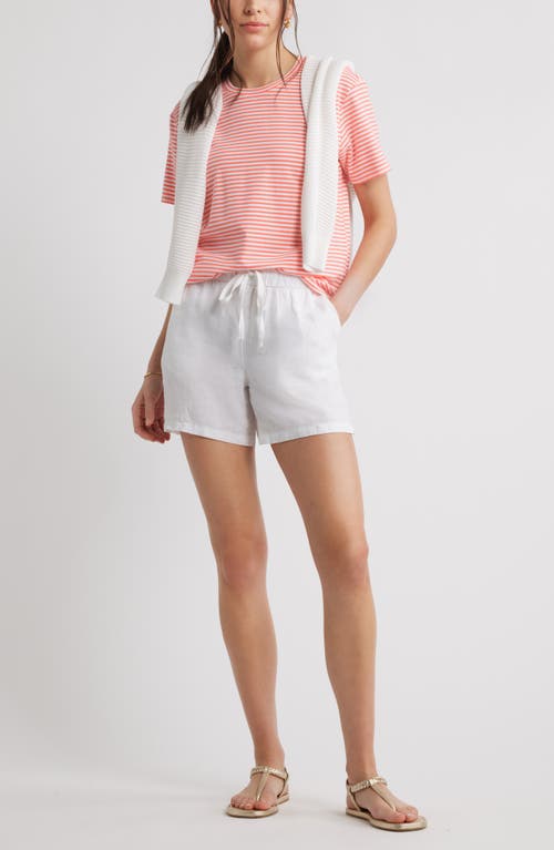Caslonr Caslon(r) Stripe Crop T-shirt In Coral- White Beck Stripe