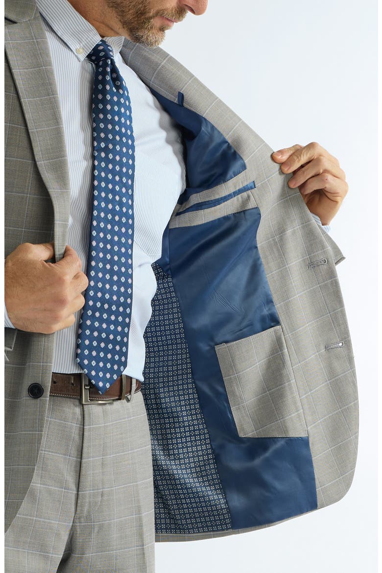 Hoxton Slim Fit Grey Windowpane Suit, Alternate, color, GREY