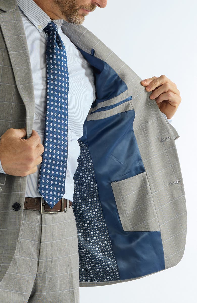 SAVILE ROW CO Hoxton Slim Fit Grey Windowpane Suit, Alternate, color, Grey