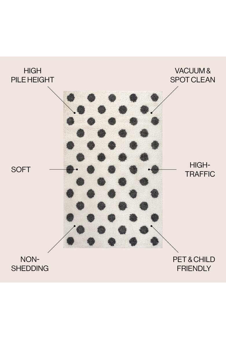 Pere Modern Charcoal Dot Shag Area Rug, Alternate, color, White/Gray