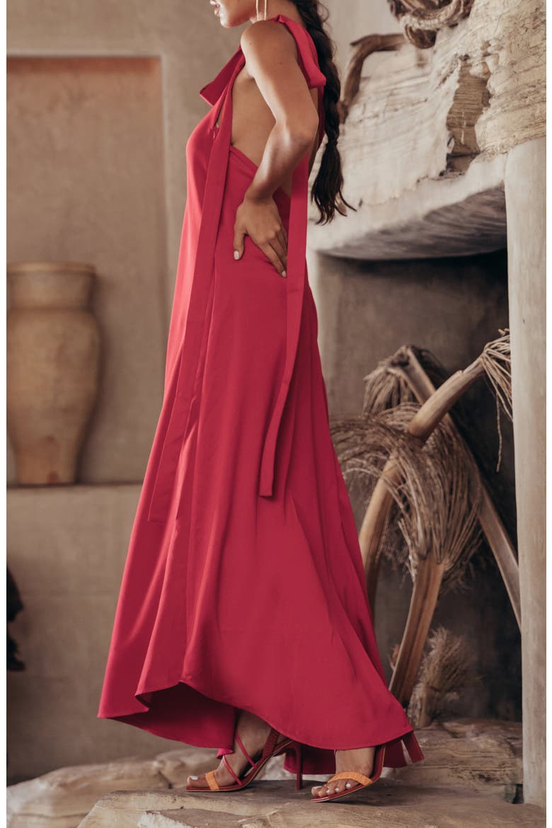 Florence One-Shoulder Gown, Alternate, color, PEONY
