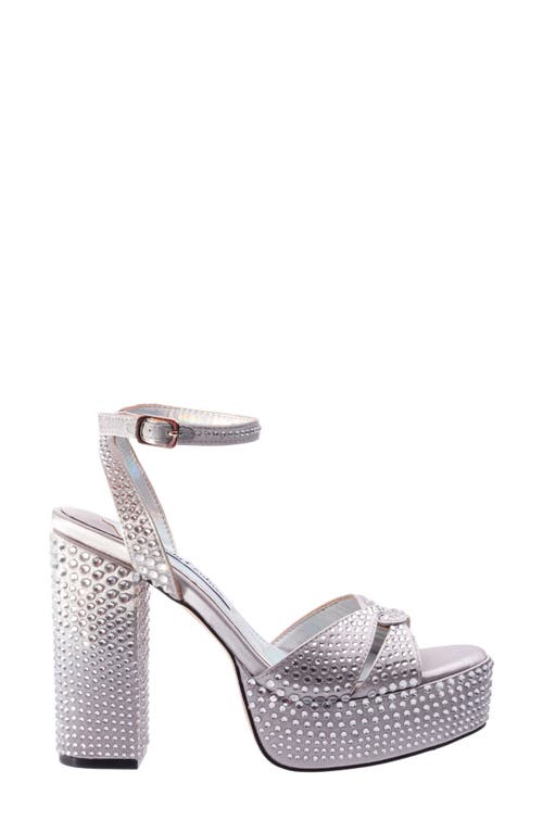 Lady Couture Rhinestone Platform Ankle Strap Sandal In Silver