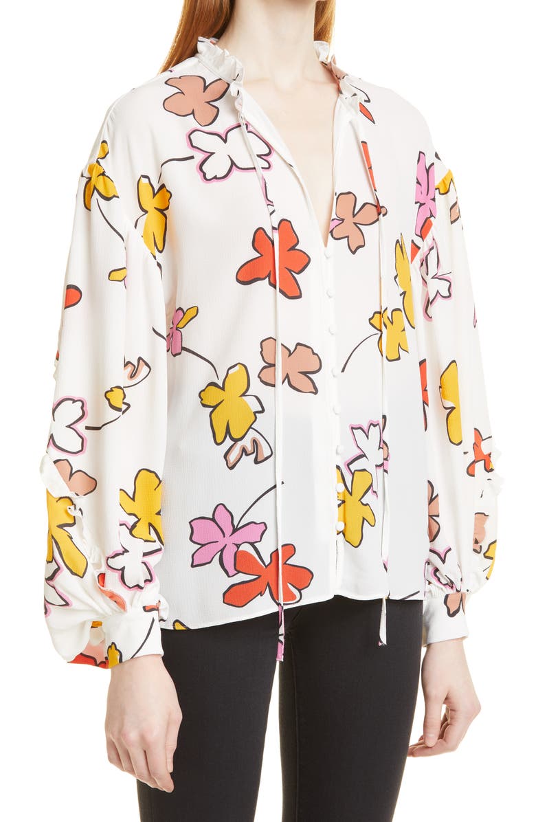 Ted Baker London Thurso Floral High-Low Blouse, Alternate, color, White