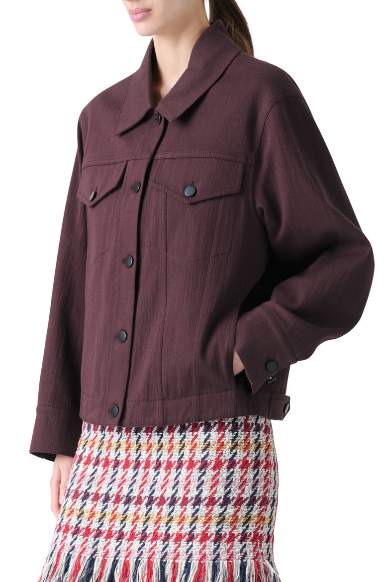 Stretch Denim Trucker Jacket, Alternate, color, BLACKBERRY