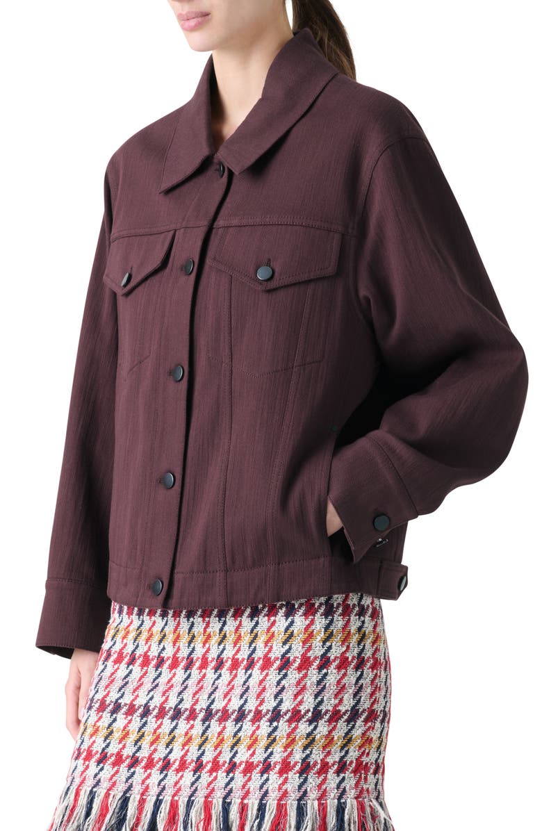 Akris punto Stretch Denim Trucker Jacket, Alternate, color, Blackberry