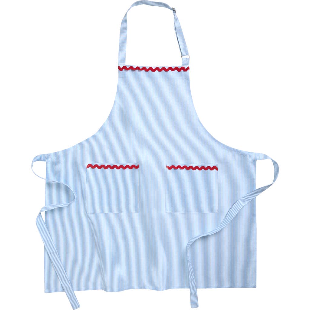 WEEZIE Rickrack Trim Stripe Apron in Blue Stripe  product