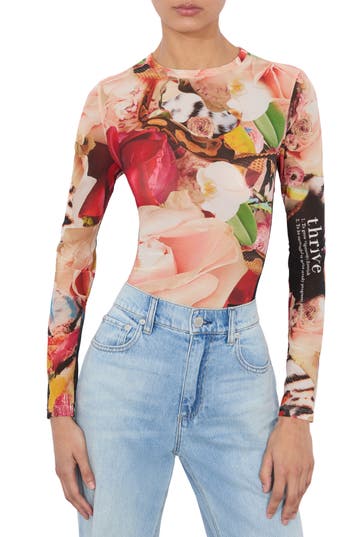 Alice And Olivia Alice + Olivia Delaina Long Sleeve Mesh Top