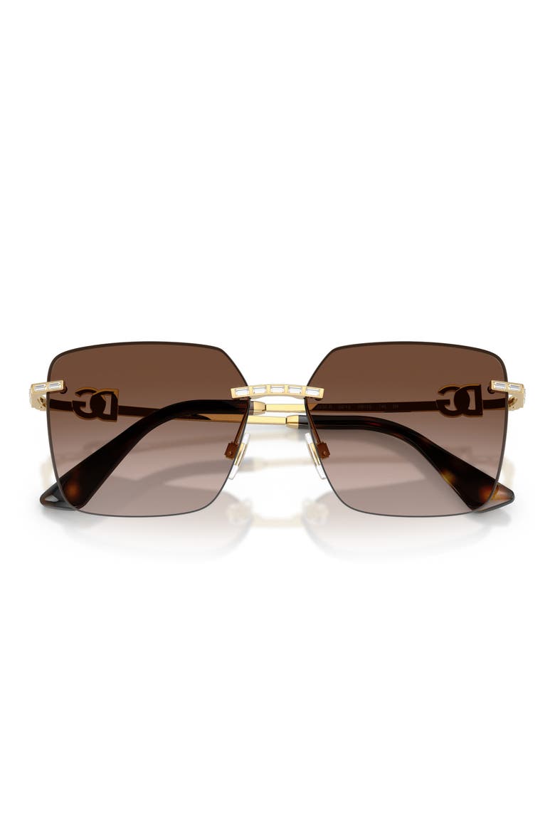 59mm Rimless Square Sunglasses, Alternate, color, GOLD / GRADIENT BROWN