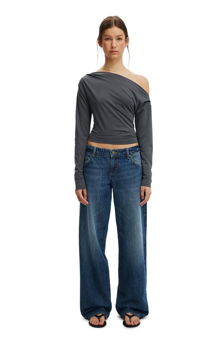 Cotton On Women's Georgie Off Shoulder Long Sleeve, Alternate, color, Moonlight Shadow