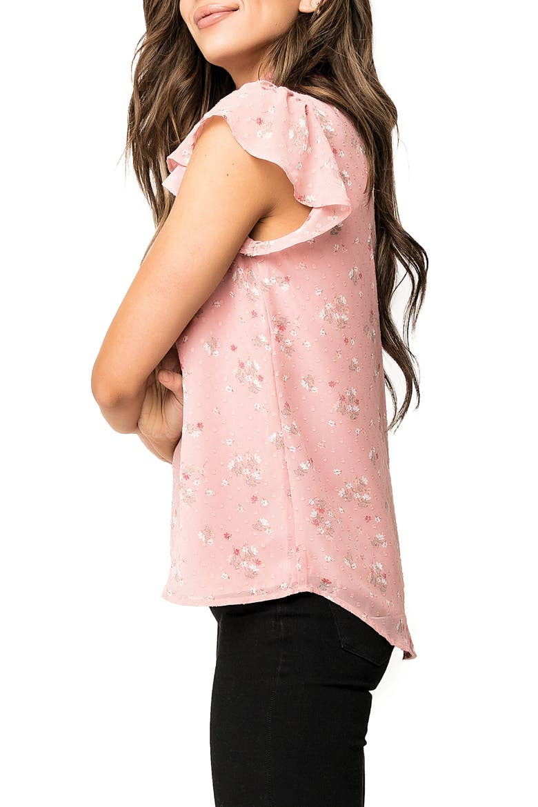 Floral Swiss Dot Chiffon Blouse, Alternate, color, SOFT ROSE POSIE PRINT