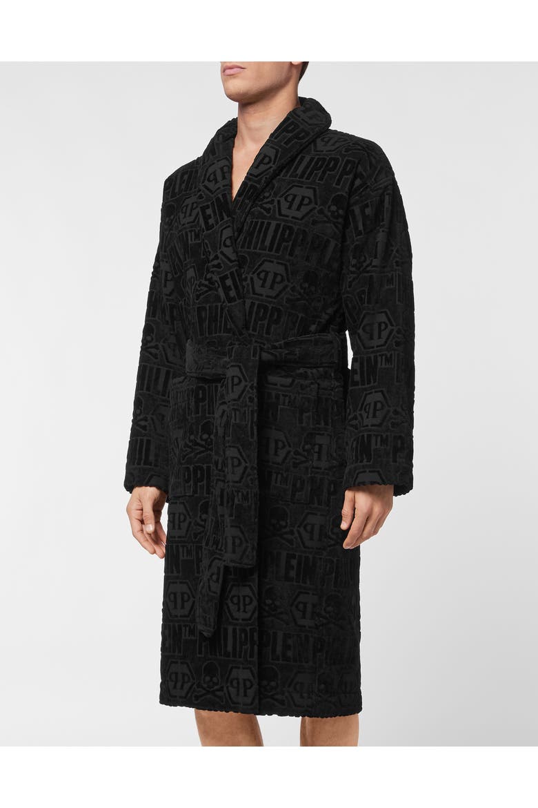 Bathrobe Tiger Unisex, Main, color, black