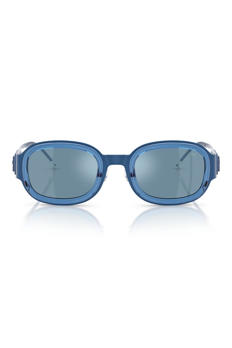 49mm Small Mirrored Square Sunglasses, Main, color, BLUE / BLUE MIRROR SILVER