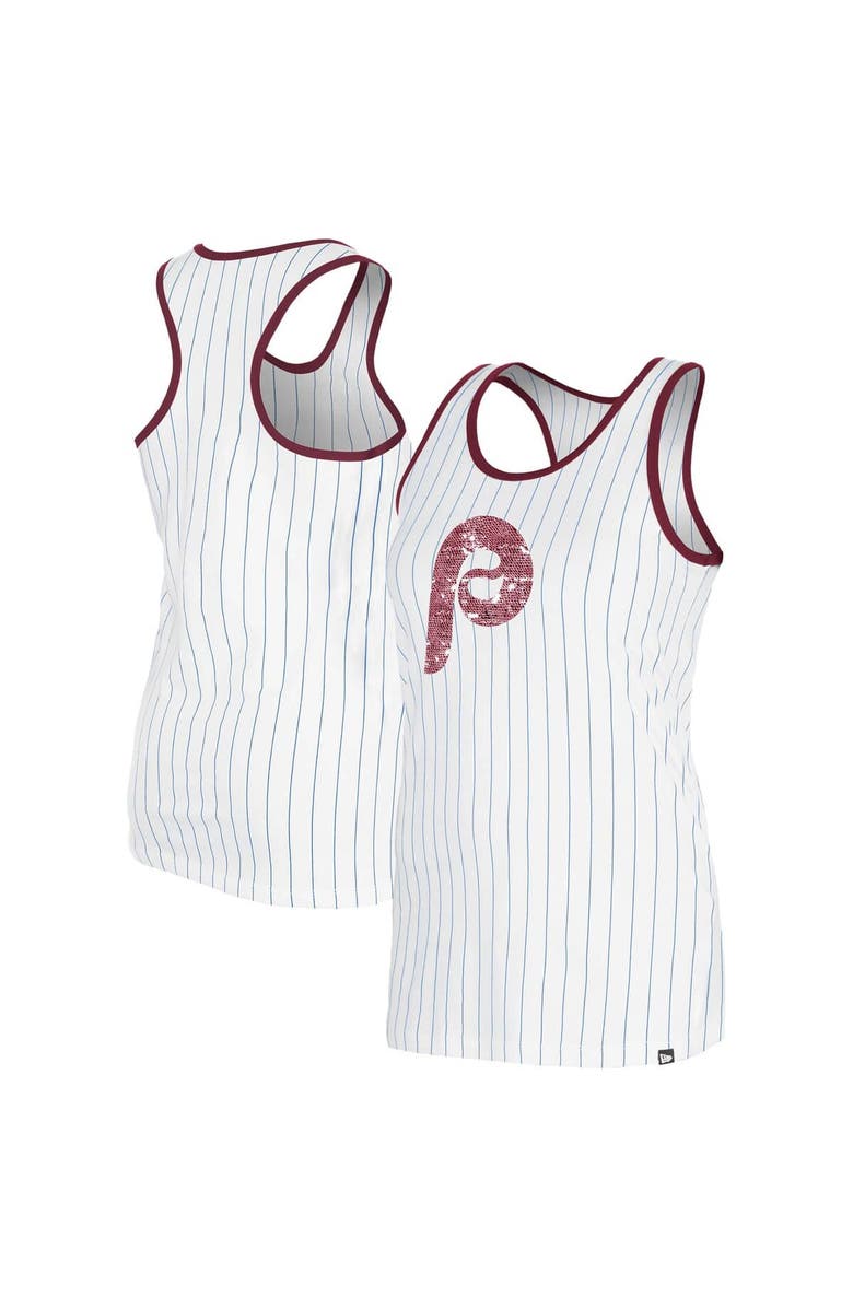 New Era Women's New Era White Philadelphia Phillies Gameday Pinstripe Tank Top, Alternate, color, 