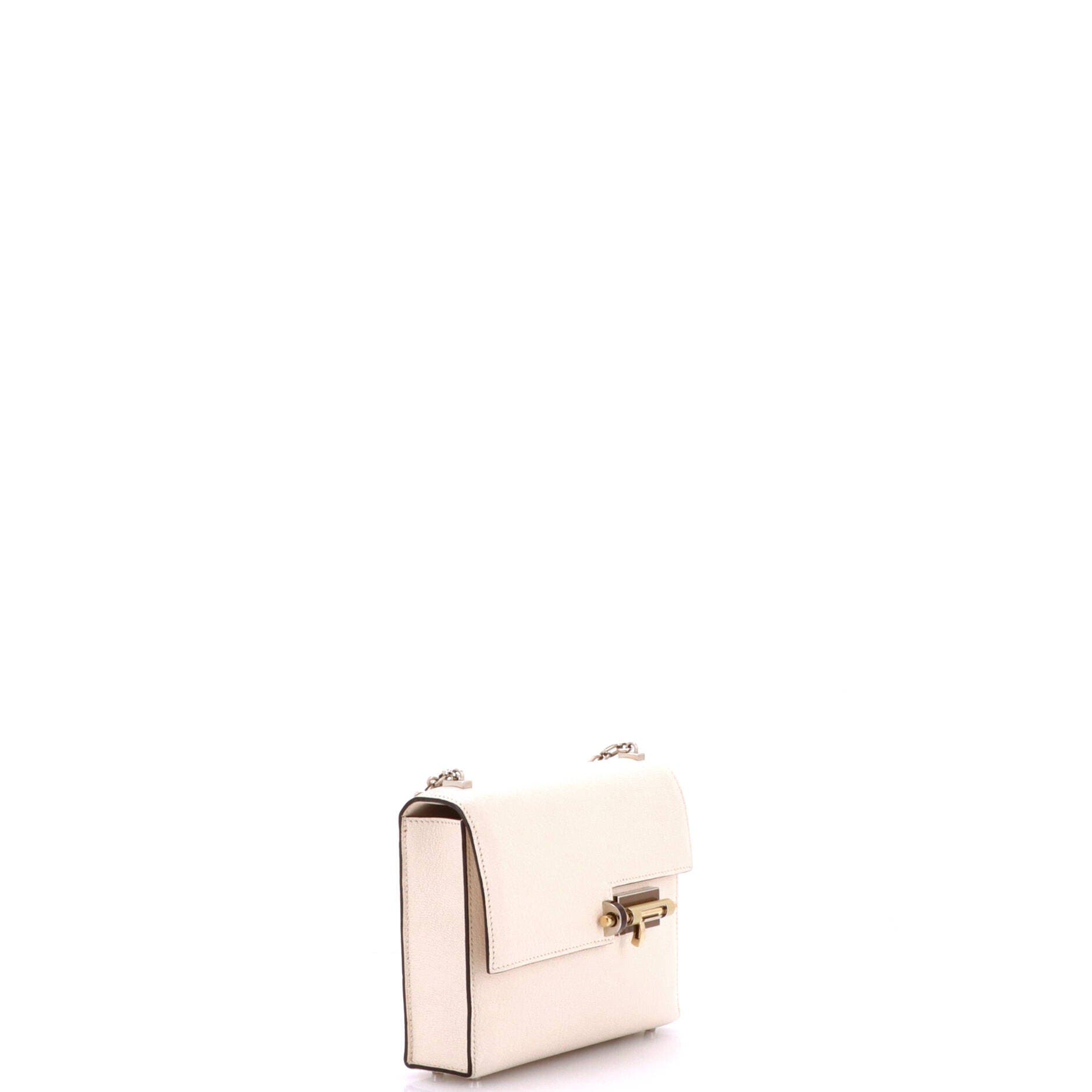 Verrou Chaine Bag Chevre Mysore Mini, Alternate, color, White