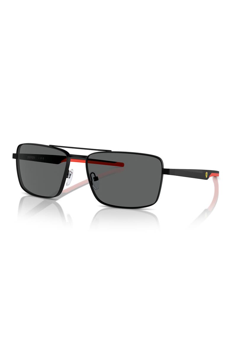 60mm Rectangular Aviator Sunglasses, Alternate, color, MATTE BLACK
