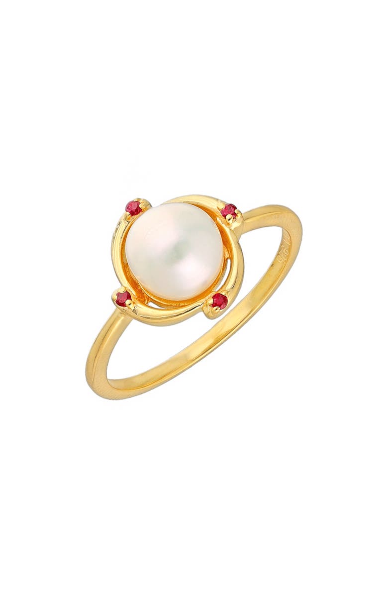 YS GEMS Cultured Pearl & Ruby Ring, Main, color, White