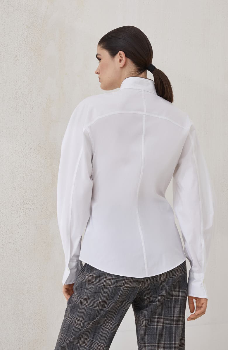 Brunello Cucinelli Stretch poplin shirt with monili, Alternate, color, White