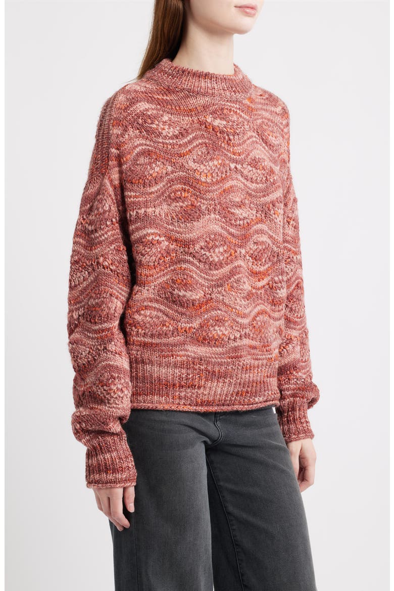 Space Dye Novelty Stitch Sweater, Alternate, color, RED MELANGE