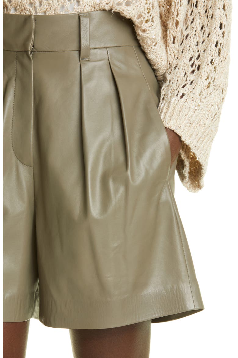 Pleat Front Leather City Shorts, Alternate, color, C7238 MILITARY