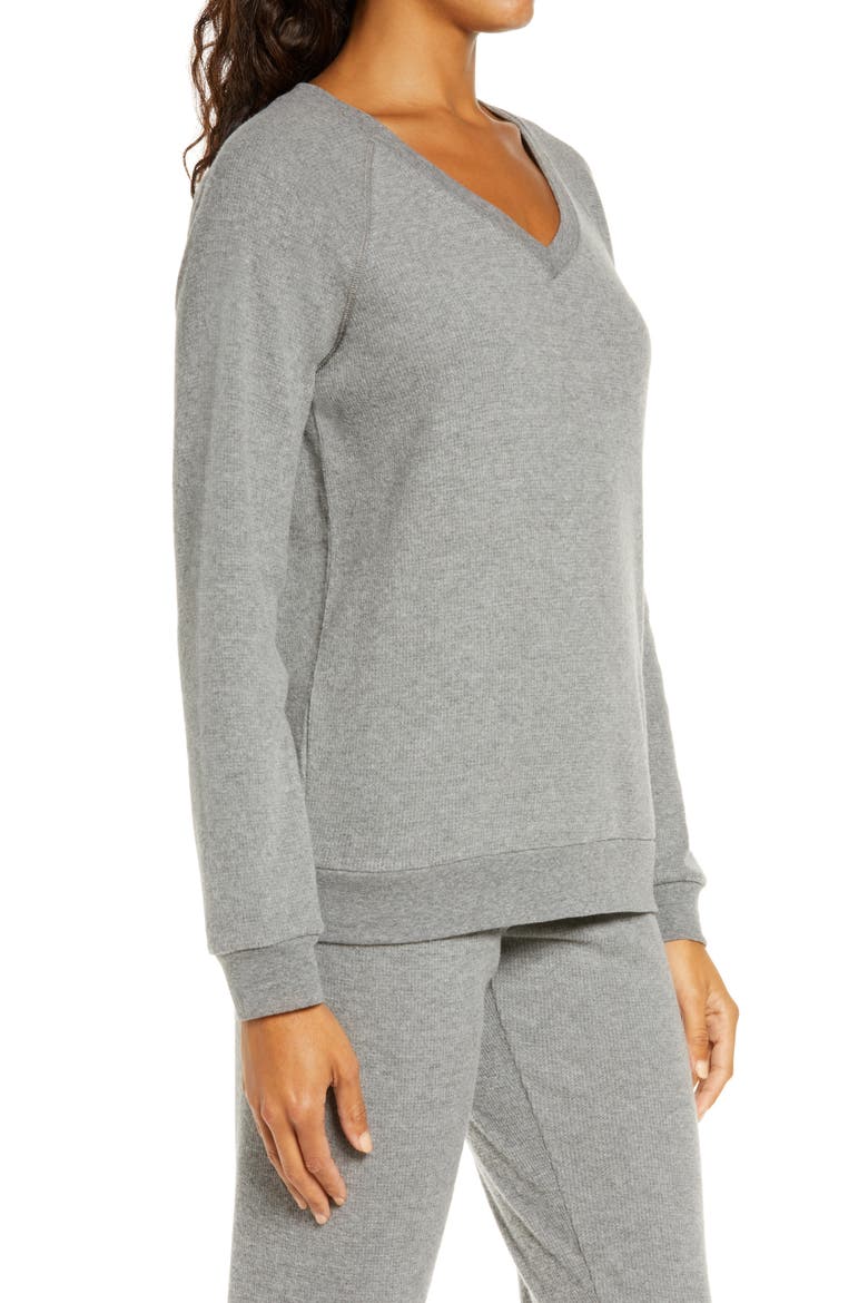 Thermal V-Neck Pullover, Alternate, color, CHARCOAL