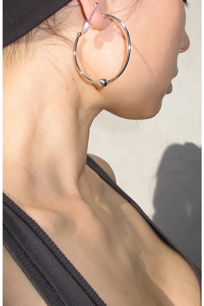 XXL Pierced Hoops, Alternate, color, Silver