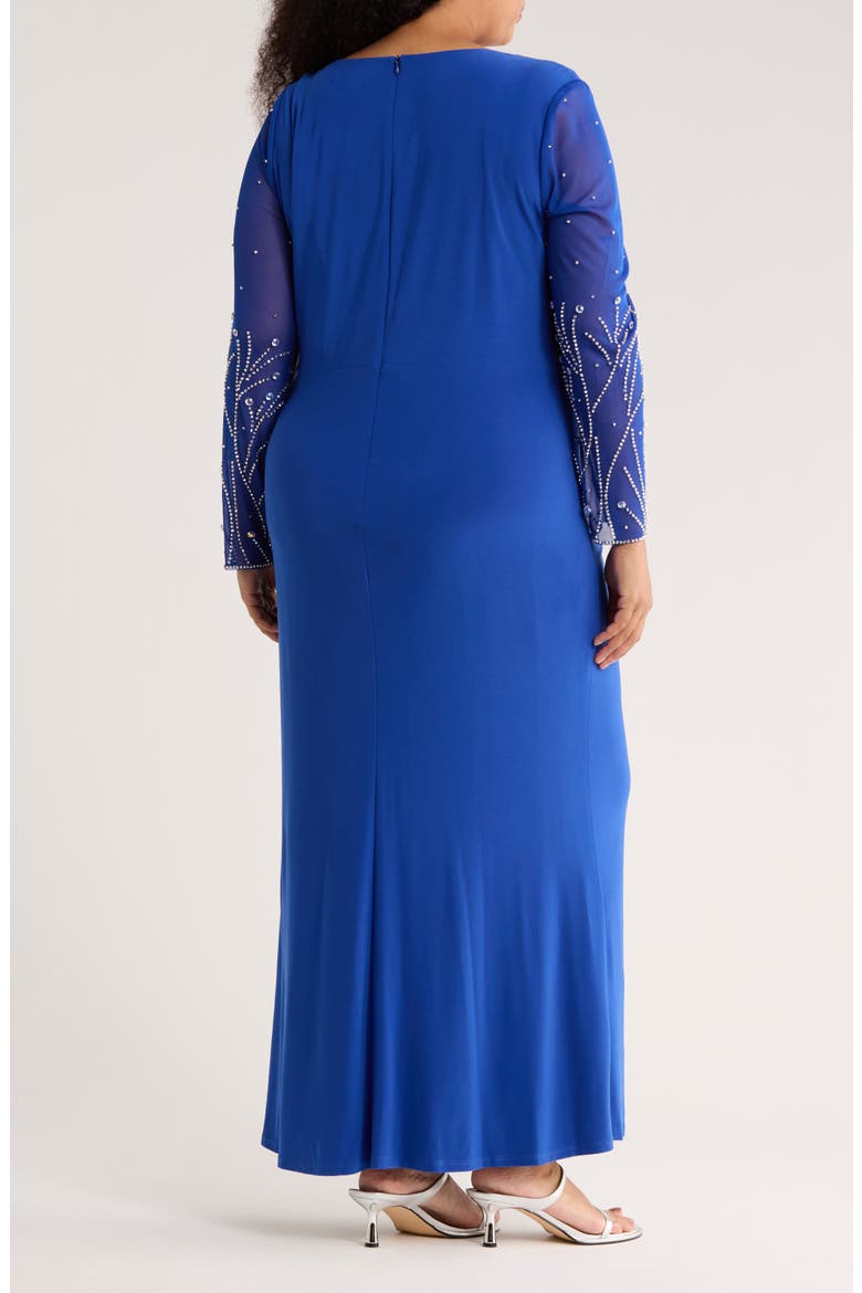 Embellished Long Sleeve Maxi Dress, Alternate, color, ROYAL
