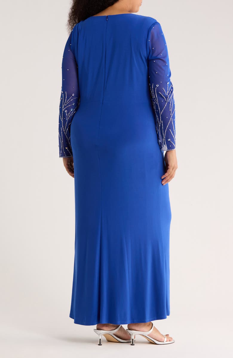 Marina Embellished Long Sleeve Maxi Dress, Alternate, color, Royal