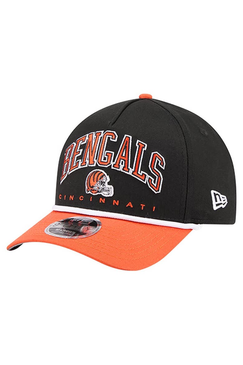 Men's New Era  Black Cincinnati Bengals  Arch COOLERA 9FORTY A-Frame M-Crown Adjustable Hat, Main, color, Black