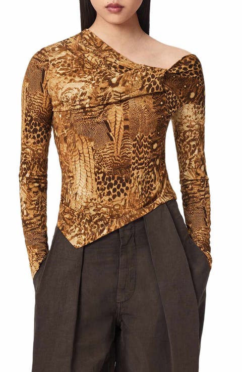 Arlie Asymmetrical Neck Long Sleeve Top
