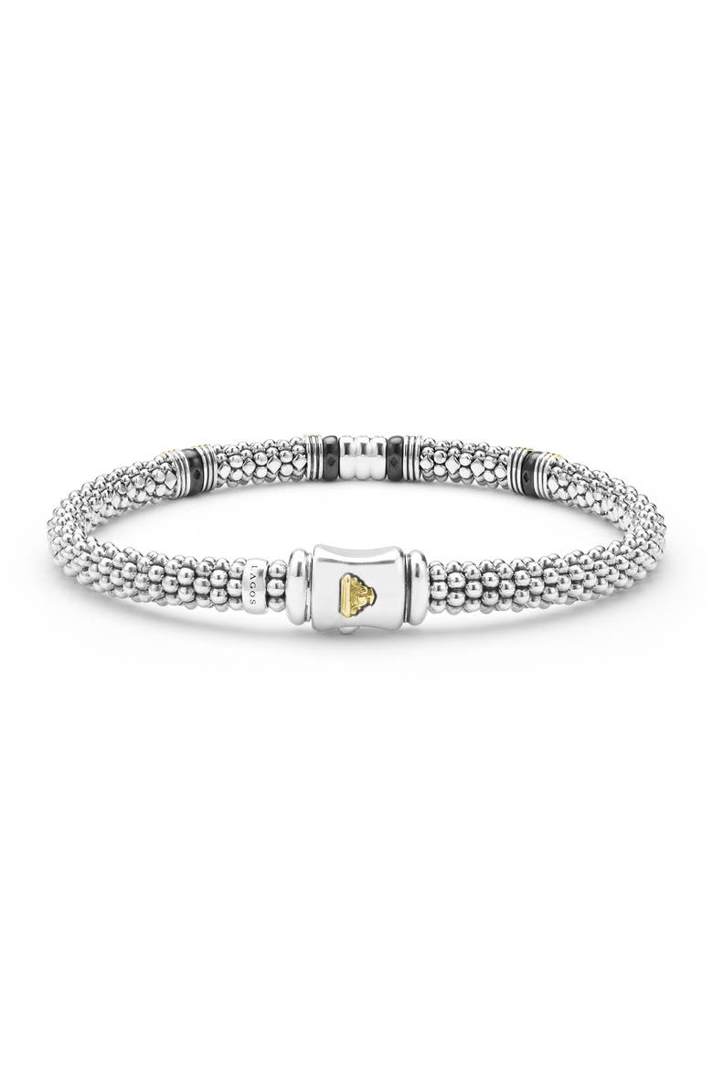 Two-Tone Black Ceramic Station Diamond Bracelet, Alternate, color, TWO TONE