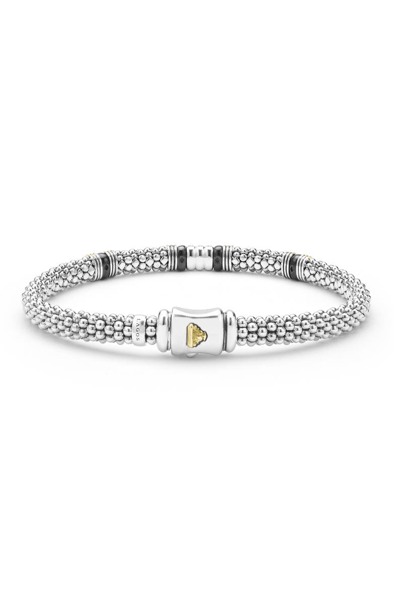 LAGOS Two-Tone Black Ceramic Station Diamond Bracelet, Alternate, color, Two Tone