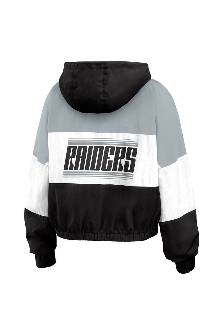 Women's WEAR by Erin Andrews  Black Las Vegas Raiders Color Block Full-Zip Windbreaker Jacket, Alternate, color, Black