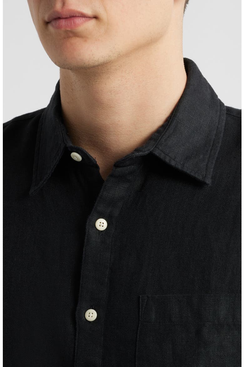 Ola Linen Short Sleeve Button-Up Shirt, Alternate, color, NIGHT