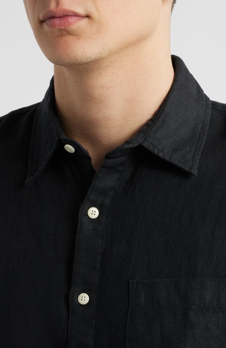 ALEX CRANE Ola Linen Short Sleeve Button-Up Shirt, Alternate, color, Night