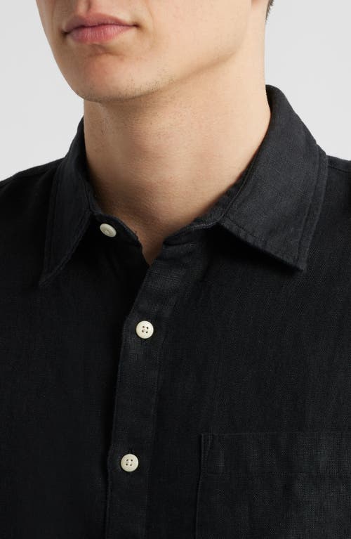 Alex Crane  Ola Linen Short Sleeve Button-up Shirt In Night