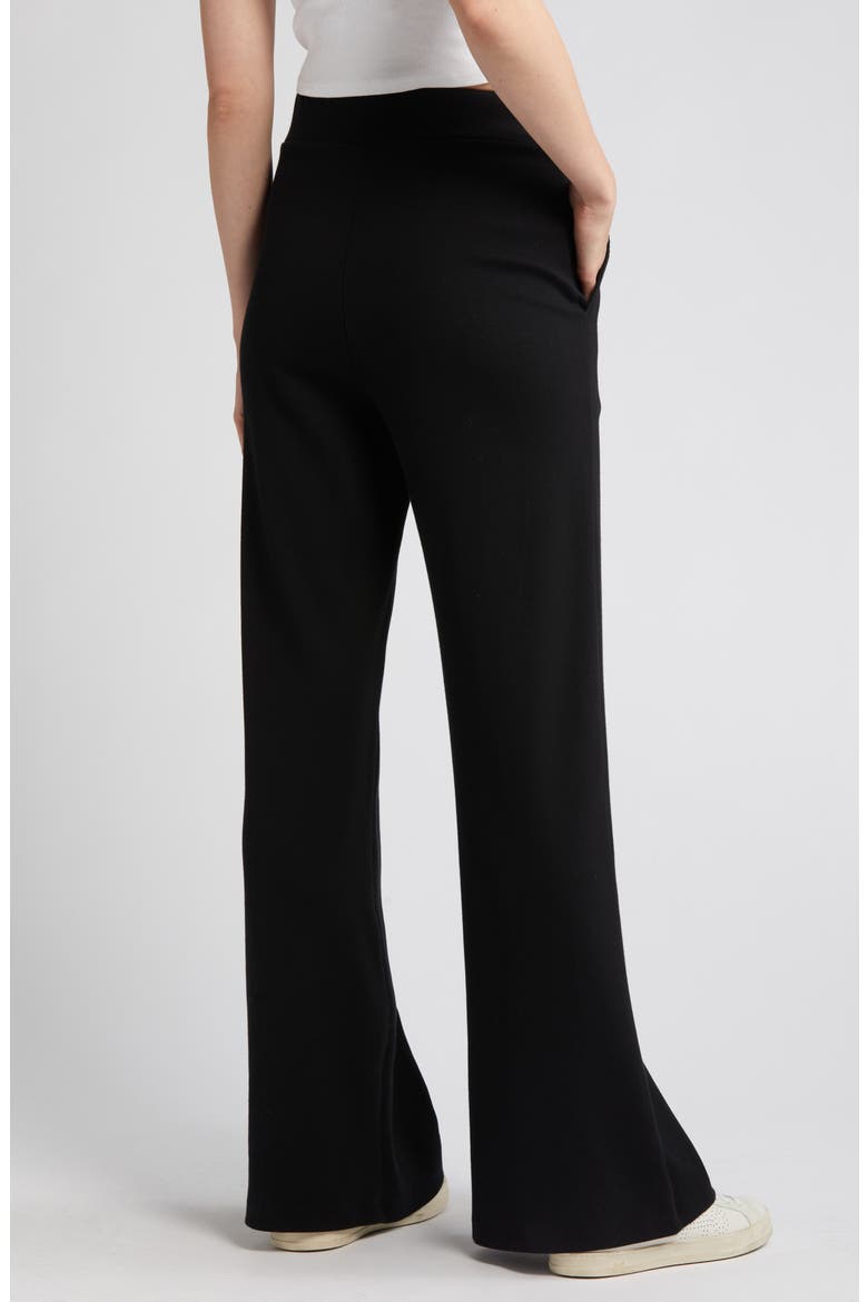 Sourie Stretch Cotton Wide Leg Pants, Alternate, color, TRUE BLACK