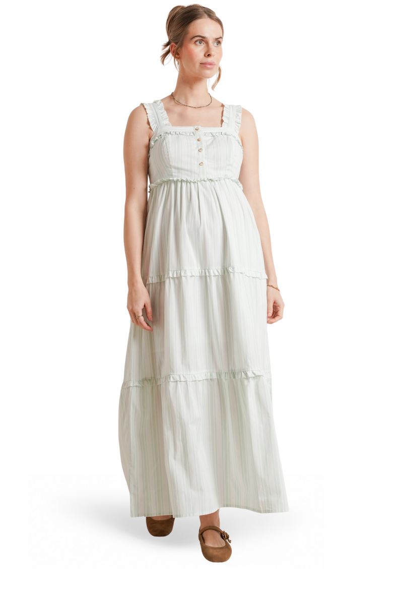 Emma Maternity & Nursing Maxi Tank Dress, Alternate, color, Green Stripe