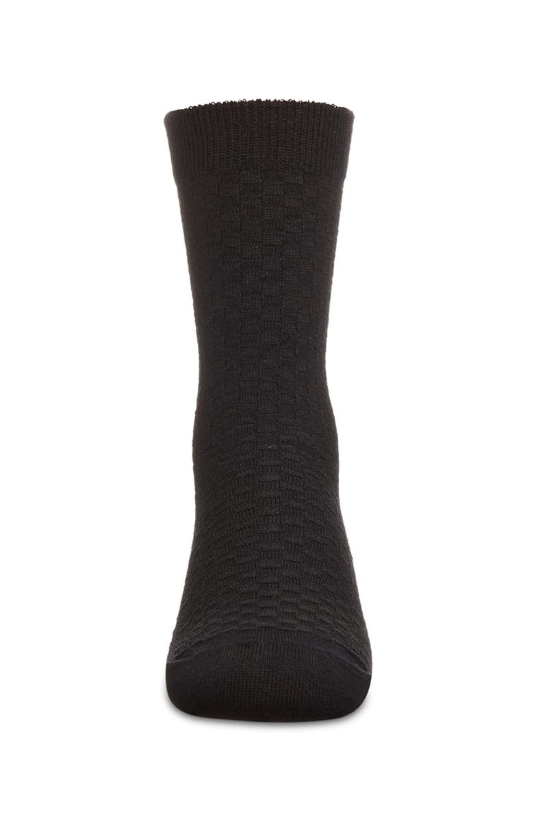 MK-145 Boys Basket Weave Patterned Combed Cotton Crew Socks, Alternate, color, Black
