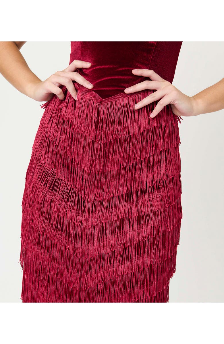 Unique Vintage Chevron Fringe Pencil Dress, Alternate, color, Burgundy