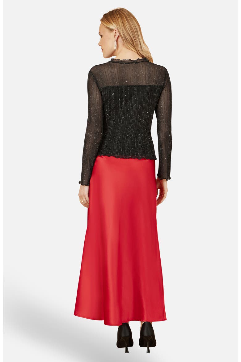 Satin Midi Skirt, Alternate, color, Red