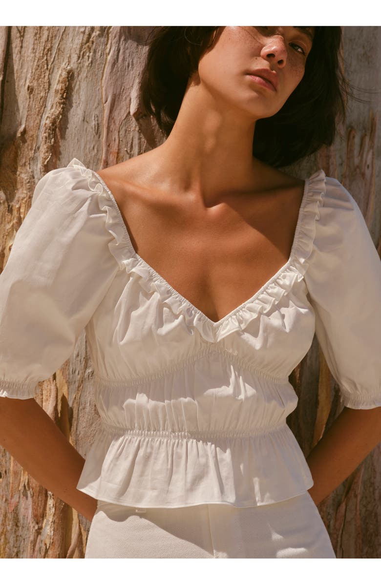 Reformation Vineyard Ruffle Blouse, Alternate, color, 