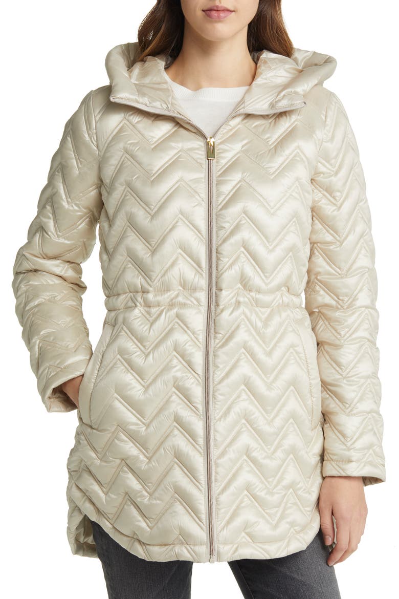 Zigzag Quilt Puffer Jacket, Alternate, color, BISCOTTI