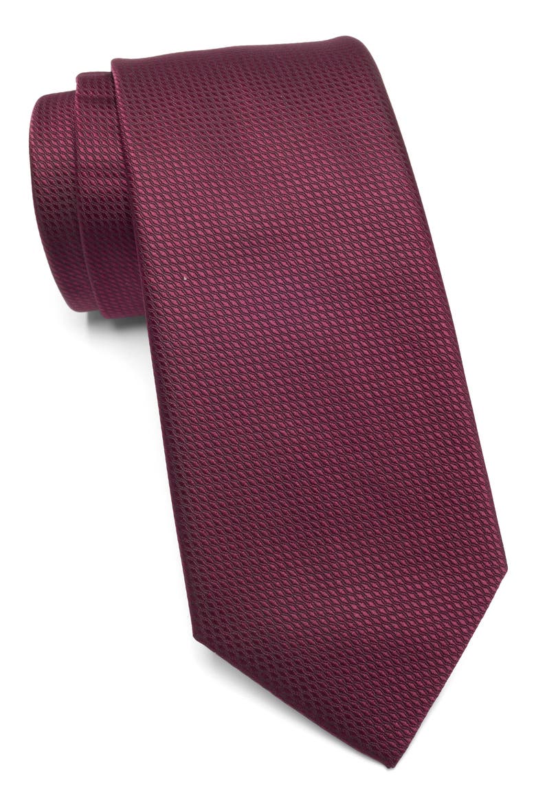 Textured Box Satin Tie, Main, color, RED
